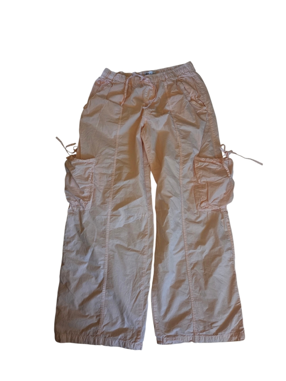 Zara Light Pink Cotton Drawstring Elastic Waist Wide Leg Pants Y2K Size Medium